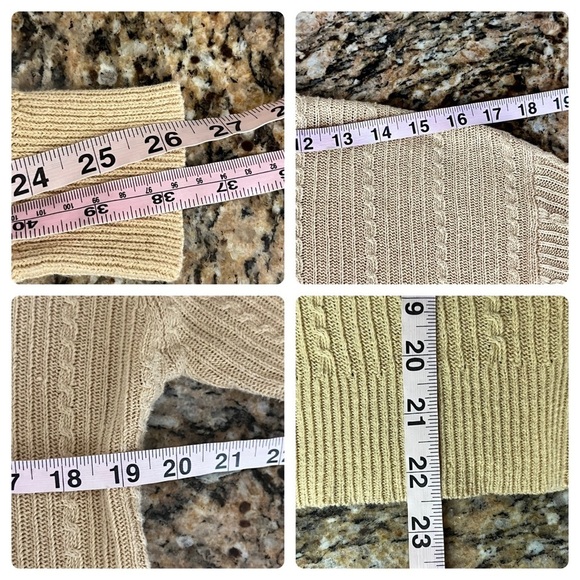 geoffrey beene Linen Blend Cable Knit Tan Sweater Mens Summer Beach L Fishermen - Picture 5 of 8